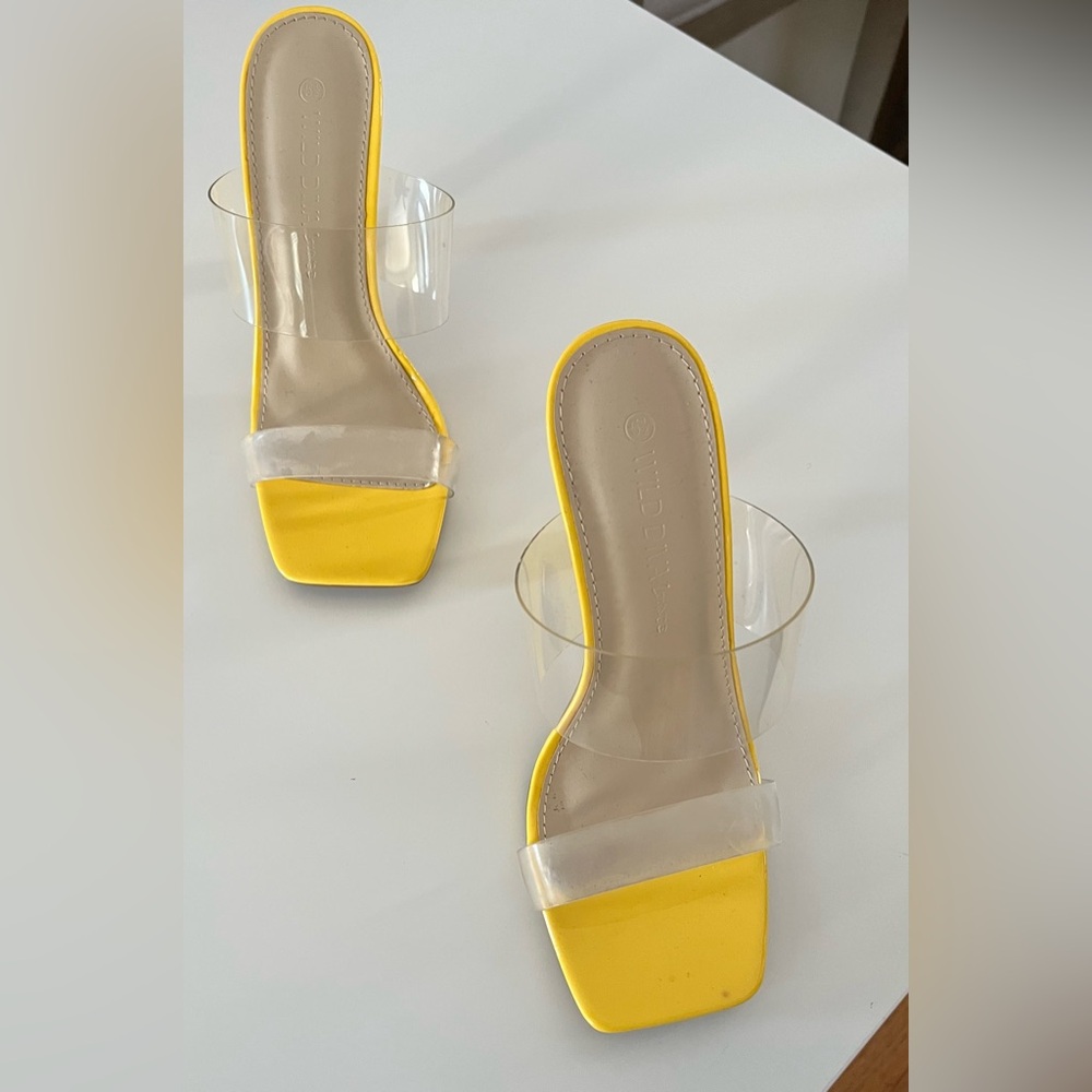 Yellow Transparent Strap Heels - image 1